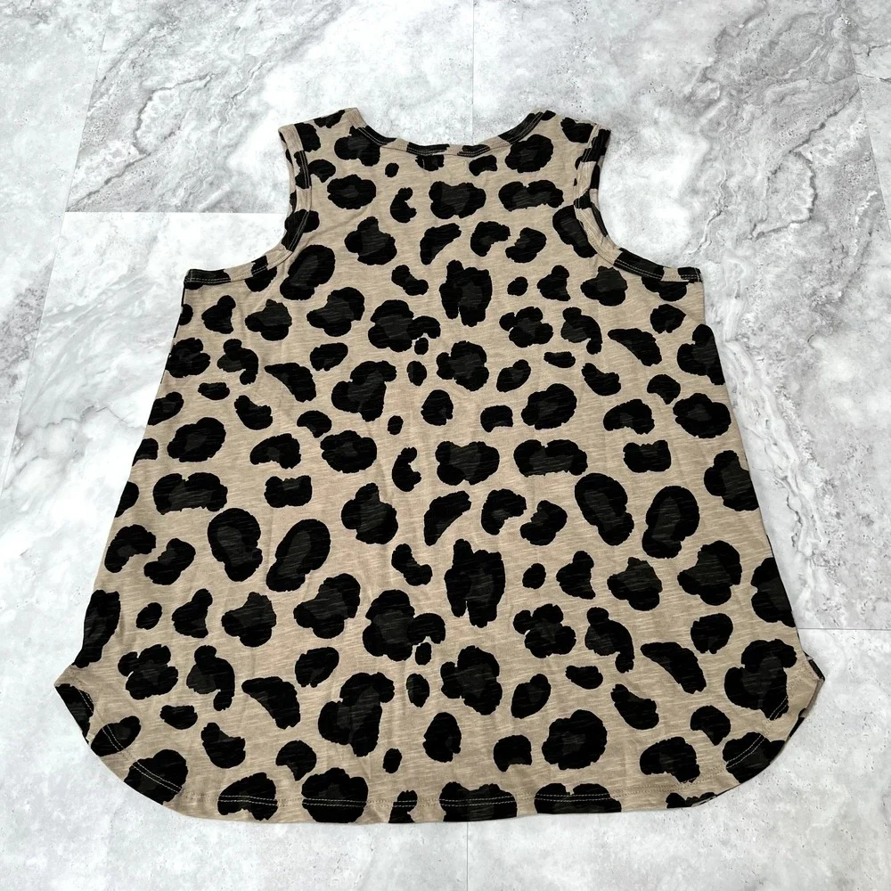Mud Pie Effie Tank Top Size Small S Leopard Print Sleeveless Swing EUC - Picture 2 of 5